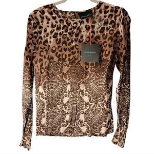 Nwt CYNTHIA ROWLEY Leopard Print Blouse Top Abstract Size Small Rayon